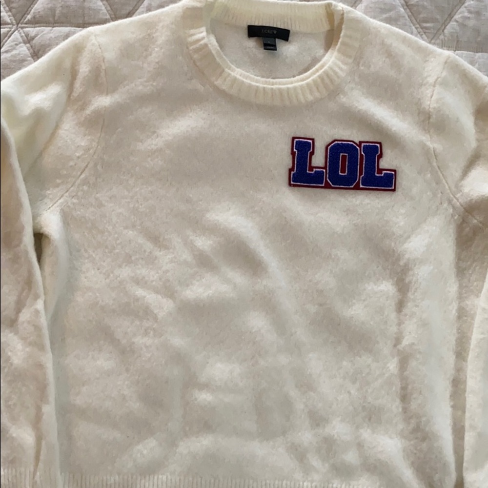 J Crew LOL wool blend cream sweater